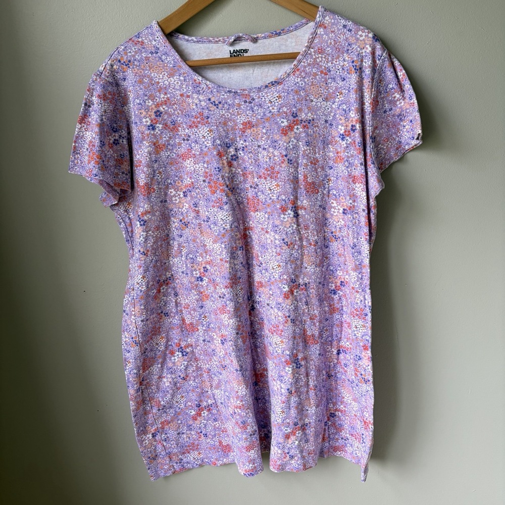 Lands' End Dress  Lavender‎  Floral Sleeveless Stretch Comfort Womens Size XL